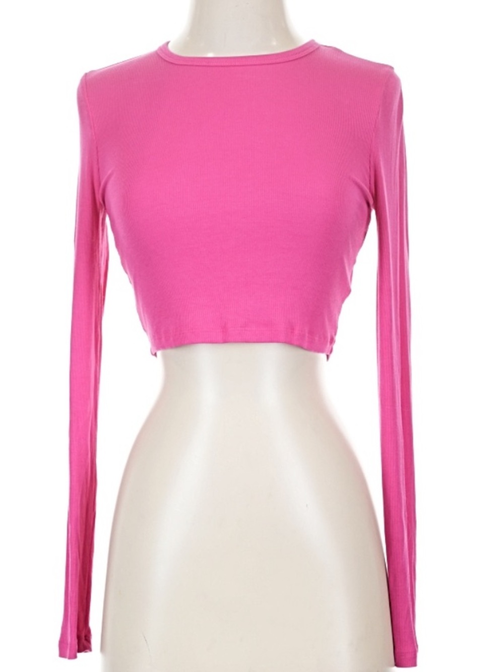 Sunday Best Hot Pink Long Sleeve Crop Top